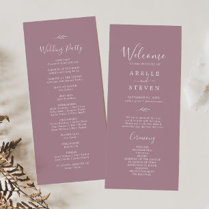 Minimal Leaf   Mauve Wedding Program