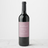 Minimal Leaf | Mauve Wedding Wine Label (Front)