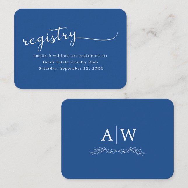Minimal Leaf Monogram Wedding Enclosure Card (Front/Back)