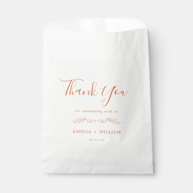 Minimal Leaf Monogram Wedding Favour Bag (Front)