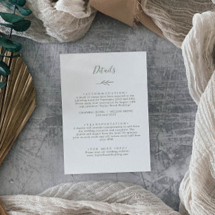 Minimal Leaf   Olive Green Details Enclosure Card