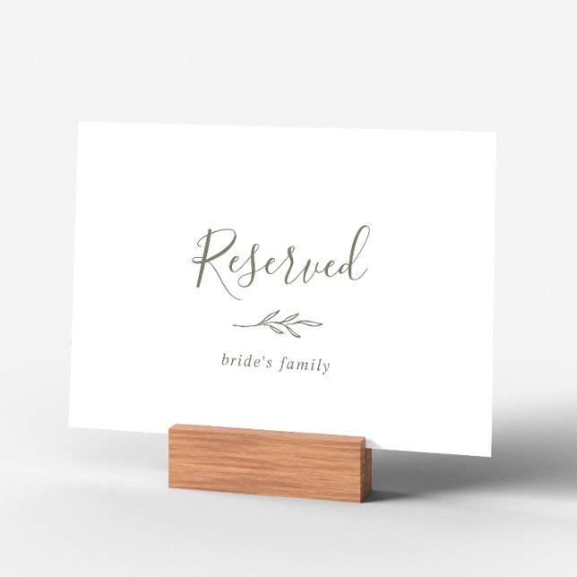 Minimal Leaf | Olive Green Reserved Sign (Creator Uploaded)
