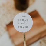 Minimal Leaf | Olive Green Wedding Envelope Seals<br><div class="desc">These minimal leaf olive green wedding envelope seals are perfect for a boho wedding. The design features a simple greenery leaf silhouette in olive green with minimalist mountain bohemian style. Personalize the label with the names of the couple.</div>