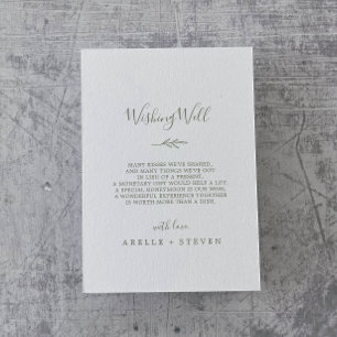Minimal Leaf   Olive Green Wedding Wishing Well Enclosure Card