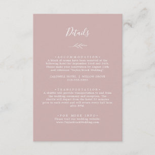 Minimal Leaf   Pink & White Details Enclosure Card