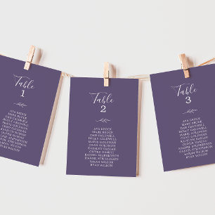Minimal Leaf   Plum Hanging Seating Chart Card