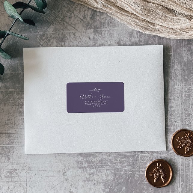 Minimal Leaf | Plum Purple Address Labels (Creator Uploaded)