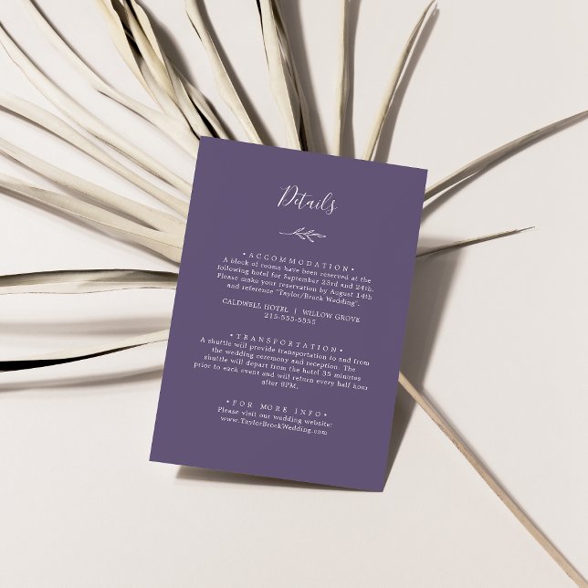 Minimal Leaf | Plum Purple Details Enclosure Card (Creator Uploaded)