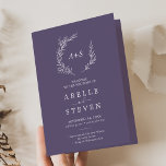 Minimal Leaf | Plum Purple Folded Wedding Program<br><div class="desc">This minimal leaf plum purple folded wedding program is perfect for a boho wedding. The jewel tone design features a simple greenery leaf silhouette in a dark blue violet purple with minimalist boho style.</div>