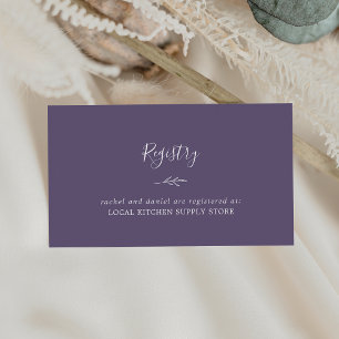 Minimal Leaf Plum Purple Gift Registry Enclosure Card