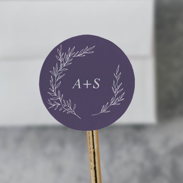 Minimal Leaf | Plum Purple Monogram Envelope Seals (Creator Uploaded)