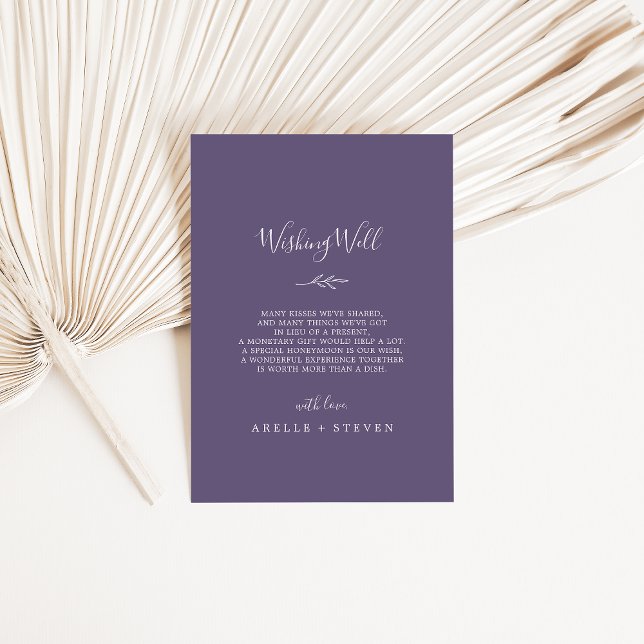 Minimal Leaf | Plum Purple Wedding Wishing Well Enclosure Card (Creator Uploaded)