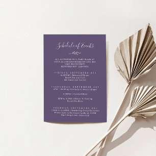 Minimal Leaf Plum Weekend Schedule of Events Enclosure Card