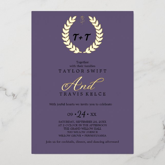 Minimal Leaf | Purple & Gold Foil All-in-One (Front)