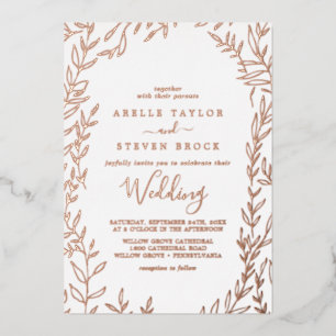 Minimal Leaf Rose Gold Foil Frame Wedding