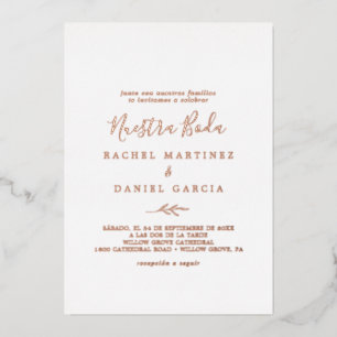Minimal Leaf   Rose Gold Foil Spanish Nuestra Boda