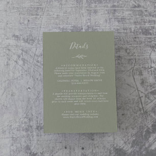 Minimal Leaf Sage Green Details Enclosure Card