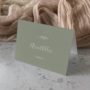 Minimal Leaf   Sage Green Guest Name Place Cards
