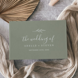 Minimal Leaf Sage Green Monogram Back Wedding Guest Book