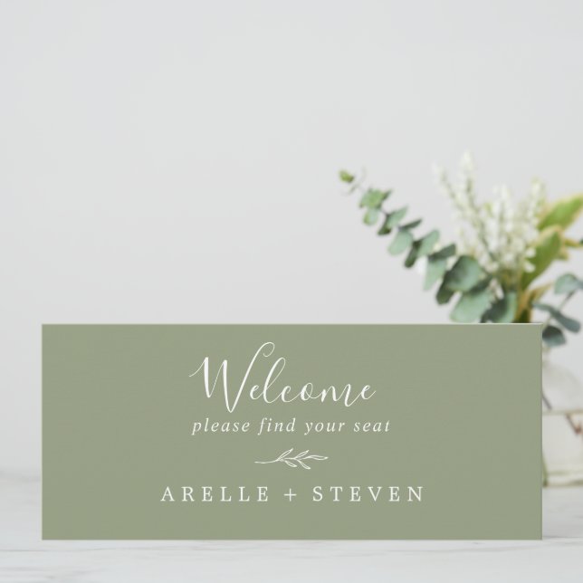 Minimal Leaf | Sage Green Seating Chart Header (Standing Front)