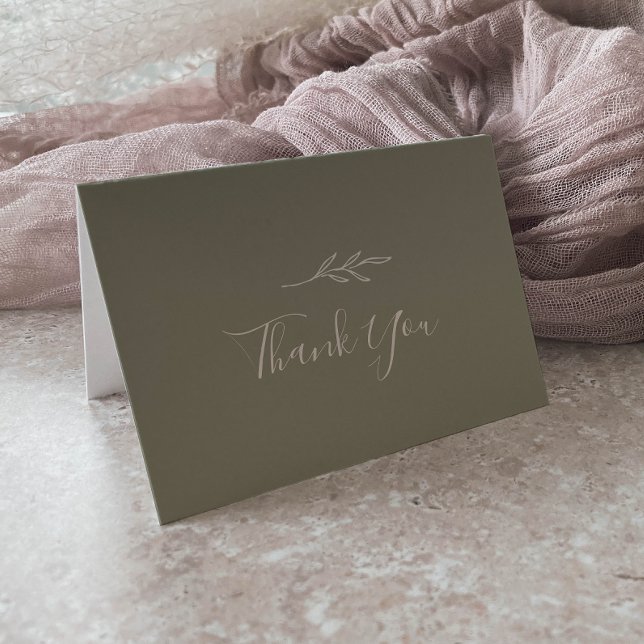 Minimal Leaf | Sage Green Wedding Thank You Card (Creator Uploaded)
