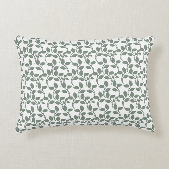 Minimal Leaf Seamless Pattern | Elegant Botanical  Accent Pillow (Front)