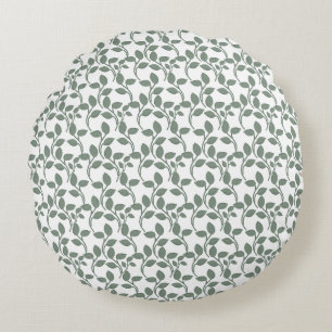 Minimal Leaf Seamless Pattern   Elegant Botanical  Round Pillow