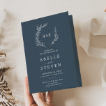 Minimal Leaf | Slate Blue Folded Wedding Program<br><div class="desc">This minimal leaf slate blue folded wedding program is perfect for a boho wedding. The design features a simple greenery silhouette in a dark grey blue with classic minimalist style.</div>