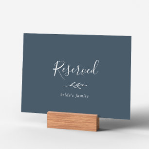 Minimal Leaf Slate Blue Reserved Sign