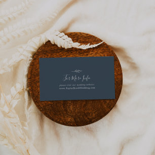 Minimal Leaf   Slate Blue Wedding Website Enclosure Card
