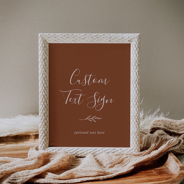 Minimal Leaf | Terracotta Custom Text Sign (Creator Uploaded)