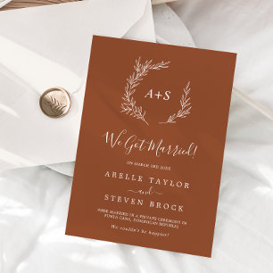 Minimal Leaf Terracotta Elopement Announcement