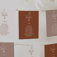 Minimal Leaf Terracotta Hanging Seating Chart Card