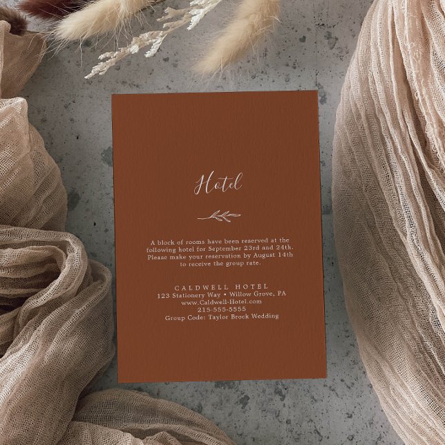 Minimal Leaf | Terracotta Hotel Enclosure Card (Creator Uploaded)