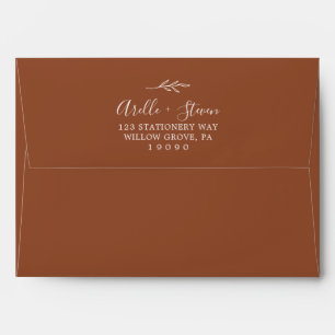 Minimal Leaf   Terracotta Wedding Invitation Envelope