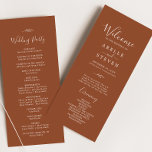 Minimal Leaf | Terracotta Wedding Program<br><div class="desc">This minimal leaf terracotta wedding program is perfect for a boho wedding. The design features a simple greenery leaf silhouette in earthy burnt orange with minimalist desert bohemian style. Include the name of the couple, the wedding date and location, thank you message, order of service, wedding party and an optional...</div>