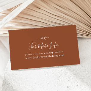 Minimal Leaf Terracotta Wedding Website Enclosure Card