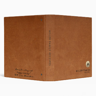 Minimal Leather Family Recipe Wedding Gift Message Binder