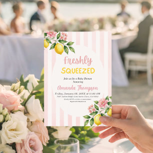 Minimal Lemon Baby Shower Freshly Squeezed Modern  Invitation