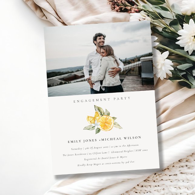 Minimal Lemon Boho Fauna Photo Engagement Invite (Creator Uploaded)
