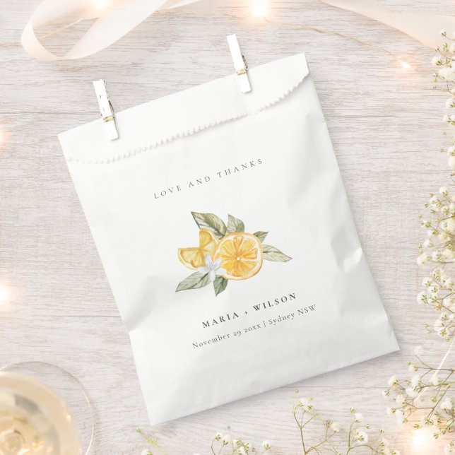 Minimal Lemon Botanical Boho Love Thanks Wedding Favour Bag (Clipped)