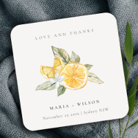 Minimal Lemon Botanical Boho Love Thanks Wedding