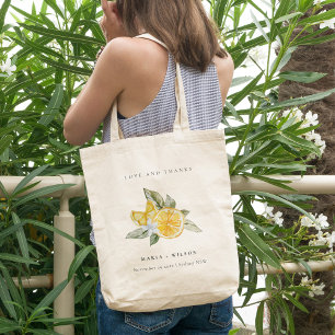 Minimal Lemon Botanical Boho Love Thanks Wedding Tote Bag