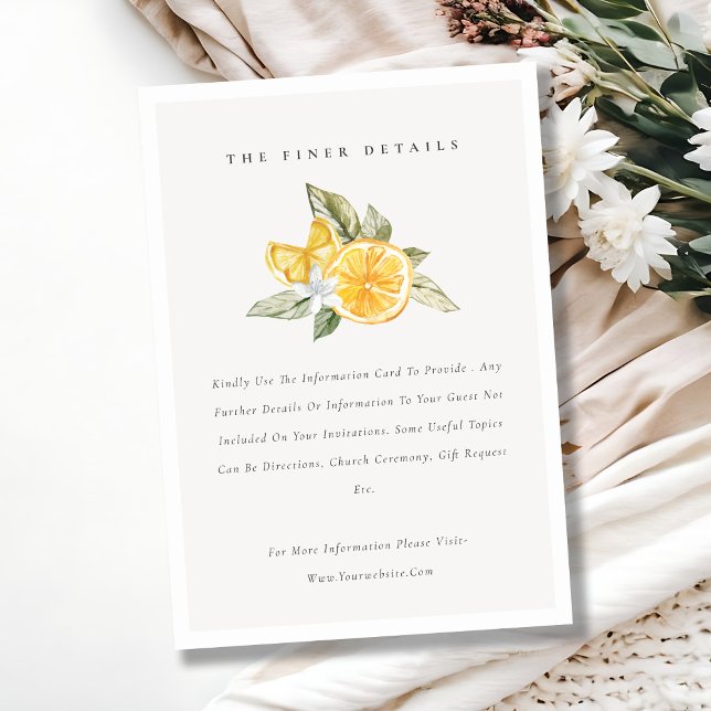Minimal Lemon Botanical Boho Wedding Details Enclosure Card (Creator Uploaded)