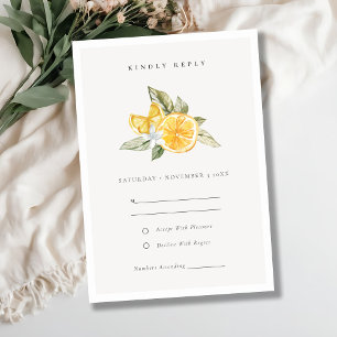 Minimal Lemon Botanical Boho Wedding RSVP Card