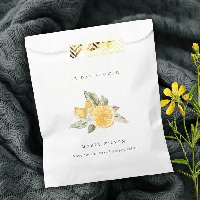Minimal Lemon Botanical Leafy Boho Bridal Shower Favour Bag (Creator Uploaded)