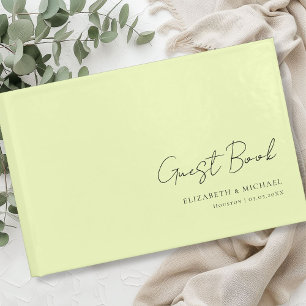 Minimal, Lemongreen Handwriting Script Wedding  Guest Book