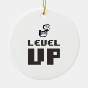 Minimal Level Up Gamer Ceramic Ornament