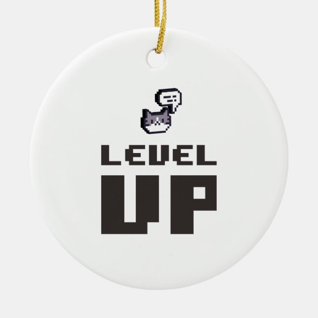 Minimal Level Up Gamer Ceramic Ornament (Front)