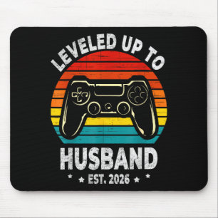 Minimal Leveled Up Husband Est 2026 Mouse Pad